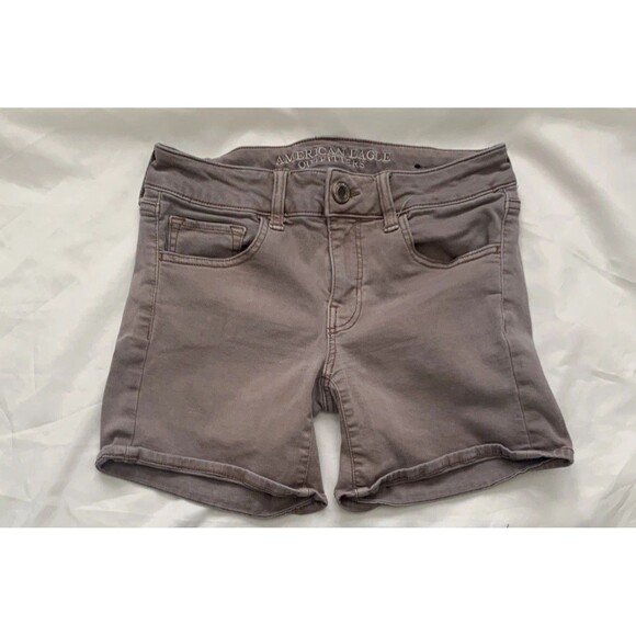 American Eagle Outfitters Super Stretch MIDI Shorts Light Brown Womens Size 4 - Picture 1 of 8
